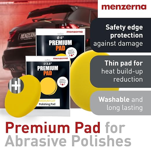 menzerna All-in-One polishing Kit I Car polishing Set with Menzerna One-Step Polish 3in1 (8oz) and 3.5 Inch Polishing Pad I Moderate Scratch Remover, high Gloss and Wax Kit for All Types of Vehicles