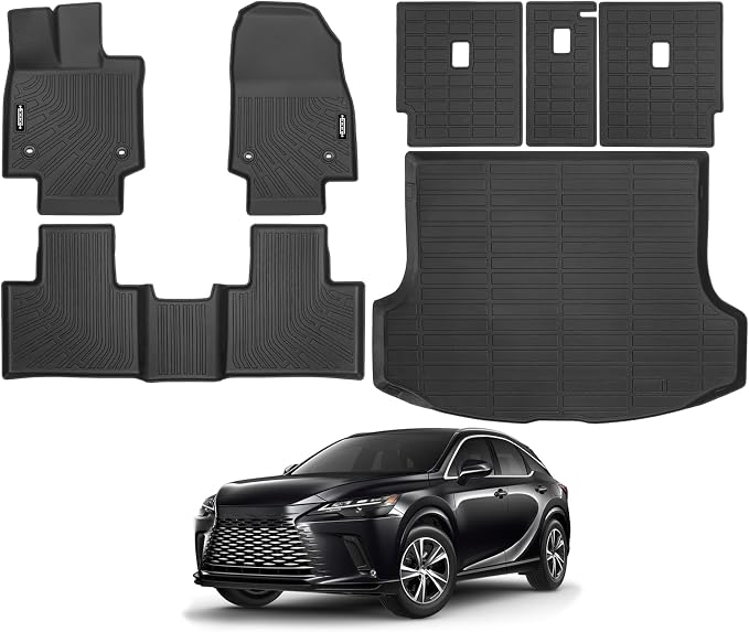 Custom Fit Floor Mats for Lexus RX RX350/RX350H/RX500h(NOT for RX450h+ PHEV) 2023-2026, All Weather TPE Floor Liners with Trunk Mat & Backrest Protectors, Odorless Full Set Interior Accessories