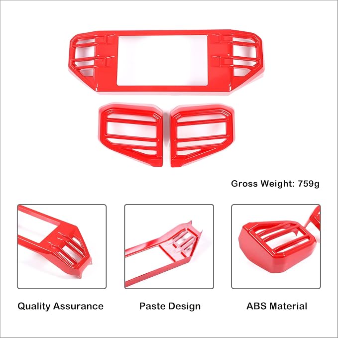 Car Center Console Air Conditioning Outlet Trim Cover Kit Compatible with Toyota Tundra/Sequoia 2022-2026, ABS Dashboard Side A/C Vent Panel Decorative Frame Protection Accessories, For 8-inch Screen