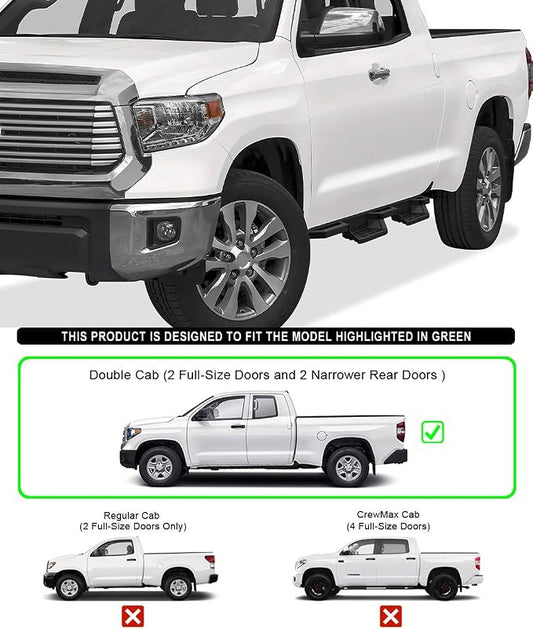 APS Stainless Steel Pocket Steps Running Boards Side Bars Compatible with Toyota Tundra 2007-2021 Double Cab