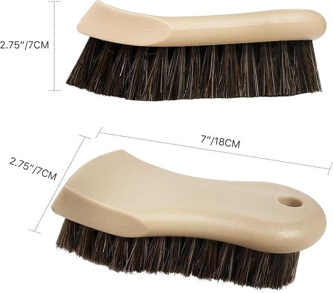 YeewayVeh Long Bristle Horse Hair Brush for Leather, Versatile Leather Cleaning Brush for Car Interior Seat, Carpet, Upholstery, Furniture and Shoes