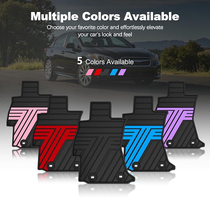 TTX LIGHTING Floor Mats Compatible with Subaru Crosstrek 2016-2017/Impreza 2012-2016/WRX 2015-2021, Custom Fit All Weather 1st & 2nd Row Floor Liners, Black