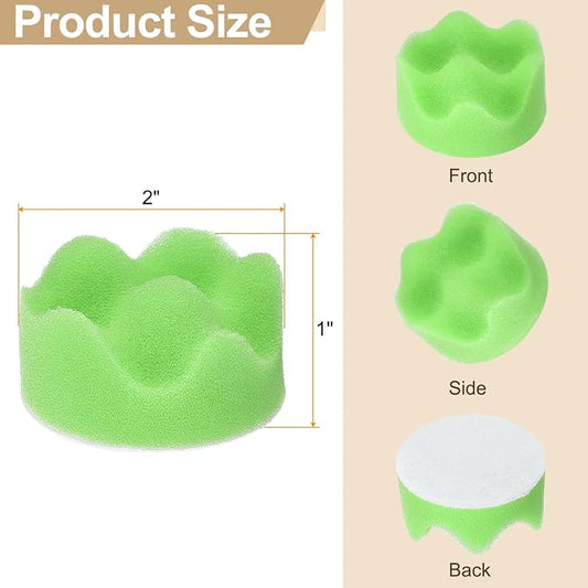 HARFINGTON 3pcs Buffing Sponge Pads 2" Polishing Wheel Waffle Finishing Grip Pad Car Buffer Polisher with Hook and Loop Back for Car Detailing Polishing Waxing, Green