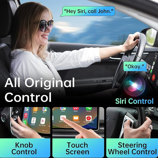 Wireless CarPlay Adapter for Apple iPhone, Convert Wired to Wireless CarPlay, 2025 Upgrade Mini Plug & Play No Latency CarPlay Dongle for iOS 10+ & Cars from 2019+ Dark Black