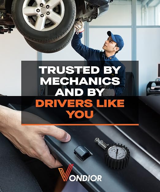 Tire Pressure Gauge - (0-60 PSI) Heavy Duty, Certified ANSI Accurate with Large 2 Inch Easy to Read Glow Dial, Low - High Air Pressure Gauge. Tire Gauge for Car and Trucks Tires by Vondior