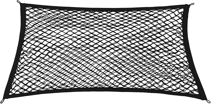 BestEvMod Cargo Mesh Net for Pickup Truck Bed Compatible with Tesla Cybertruck 2026 2025 2024 Accessories Mesh Extra Strong Hook Stretchable Trunk Organizer Cargo Net (Rear, Reinforced POM Hooks)