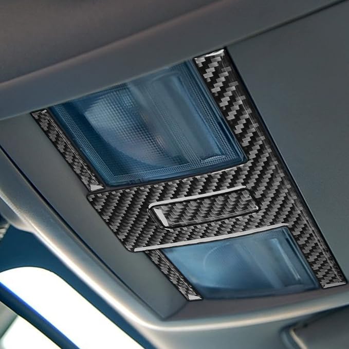 Real Premium Carbon Fiber Sticker Car Front Roof Overhead Accent Light Frame Decor Reading lamp Decal Compatible with Dodge Charger 2008 2009 2010 Interior Accessories Trim 4pcs Black