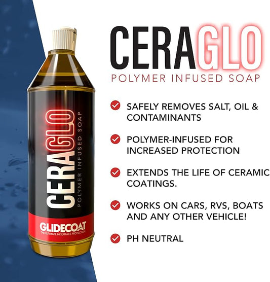 Ceraglo Polymer-Infused Soap - Ceramic Foaming Car Soap and pH Neutral Boat Cleaner - Aftercare Wash for Ceramic Coating - Increased Durability with Added Polymer Protective Layer (32oz)