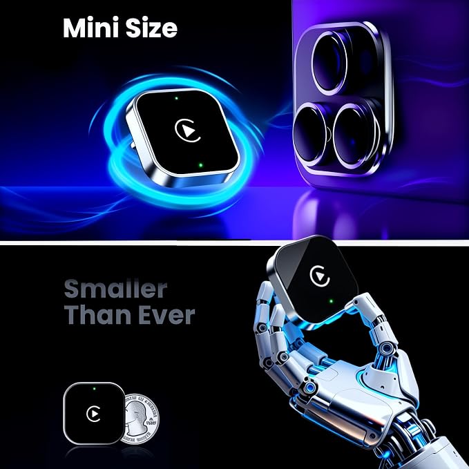 2026 Upgraded Wireless CarPlay Adapter - Fast Auto-Connect, Stable Connection, Mini Size Plug & Play Adapter for iPhone & Android Auto Compatible Cars