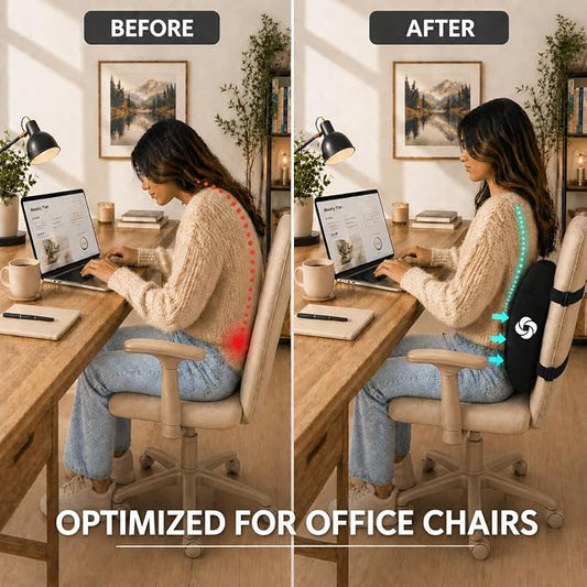 Samsonite Lumbar Support Pillow for Office Chair, Lower Back Support for Car, Back Pillow Desk Chair Cushion with Memory Foam, Improved Posture Backrest