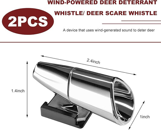 2PCS Car Deer Whistles, Waterproof Auto Animal Warning Horns with Self-Adhesive, Wind Activated Deer Alert Devices Animals Collision Prevention for Cars Trucks SUVs (Silver)
