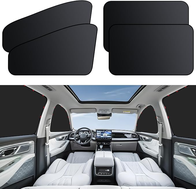 ZATOOTO Car Window Shades - 4 Pack Car Window Covers Premium UV Blocking, Side Window Curtains Full Blackout for Privacy, Breastfeeding, Napping, Camping, and Travel, Universal Fit for Most Vehicles