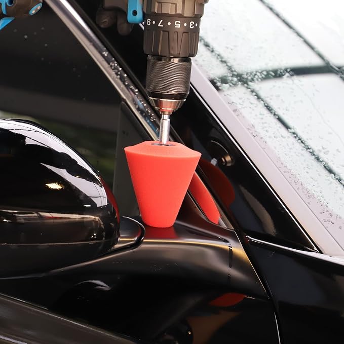 Polishing Cone, SPTA Car Wheel Hub Drill Buffing Sponge Pads Kit, Polishing Ball, 5 Pack Car Buffers and Polishers Kit, Attaches to Standard Household Drill