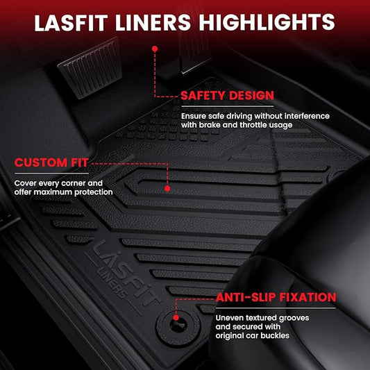 LASFIT Floor Mats & Cargo Mat for Lexus RX/RX350/RX350h/RX500h 2023-2026, TPE RX 350 All Weather Protection Custom Fit 1st & 2nd Row RX350 Floor Liners, Black, Easy to Clean