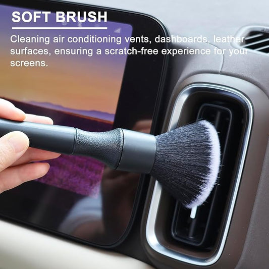 2 Microfiber Detailing Brushes, Car Interior Detailing Brush for Air Vent,Dashboard, Leather,Cleaning Tool Efficient Dust Removal for Car Interior, Computers, Keyboards, Digital Device