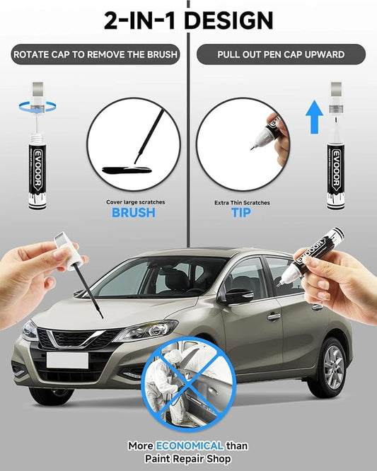 Touch Up Paint Compatible with Nissan Exact Match 2 in 1 Touch up Paint for Chips and Nicks Repair (Champagne Silver Metallic(KAY))