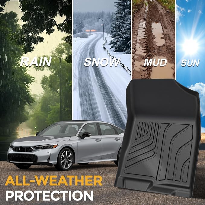 Floor Mats for Honda Civic Sedan 2022-2026/Acura Integra 2023-2026, All Weather Floor Mats Trunk Cargo Liner and Door Sill Guards Accessories, Full Coverage Set (Gas Only, Not fit Manual)