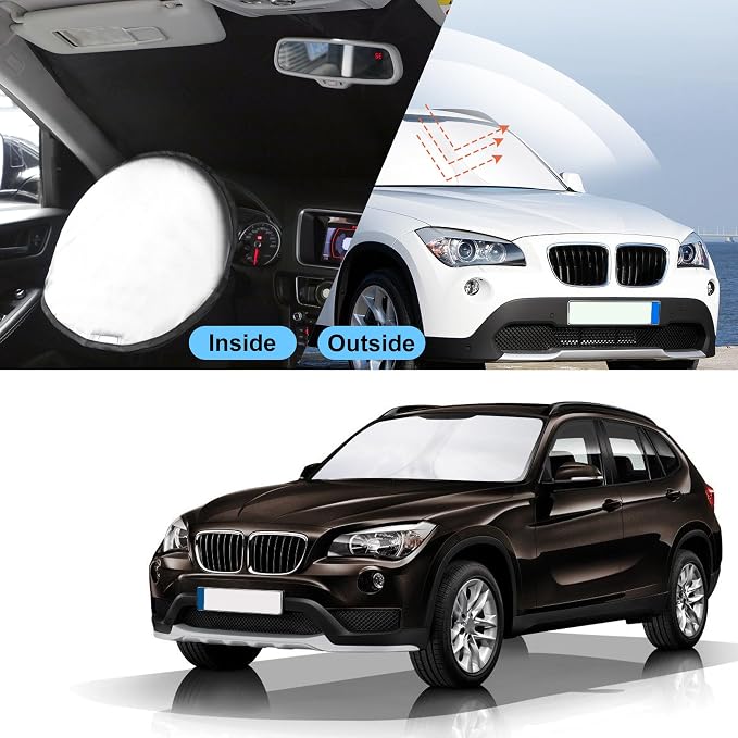 TINGLU Sun Shade for BMW X1 E84 2011-2015 Accessories Windshield Sun Shade Window Shade UV Rays Protection Sun Visor Cover with Steering Wheel Sunshade Storage Bag