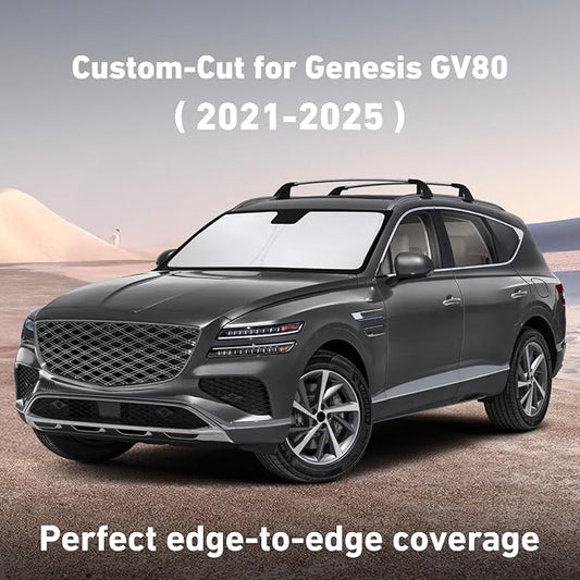 EcoNour Windshield Sunshade Compatible for Genesis GV80 2021-2023 2024 2025, Sun Visor for Front Windshield & Window Sun Shade Cover, UV Heat Blocker & Protector, Car Accessories