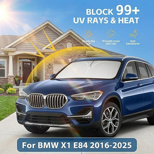 Windshield Sun Shade for BMW X1 E84 2016-2024 2025 Sunshade Front Window Shade Custom Fit X1 E84 Accessories Sun Visor Foldable Shade Blocks UV Rays Accessories