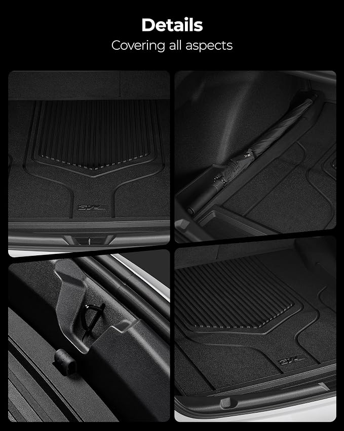 3W Tesla Model 3 Floor Mats and Trunk Mat, All-Weather TPE Floor Liner Compatible for Tesla Model 3 2021-2023, Full Set Black Floor Mats and Cargo Liner Mat Custom Fit