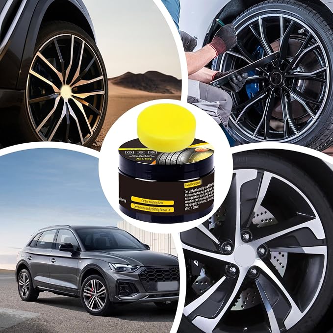 Polish Tire Wax | 50g Multi-functional Tire Cleaner With Sponge | Wheel Maintenance Paste Coating Refurbishment Cream For Marine RV Motorcycle Engine
