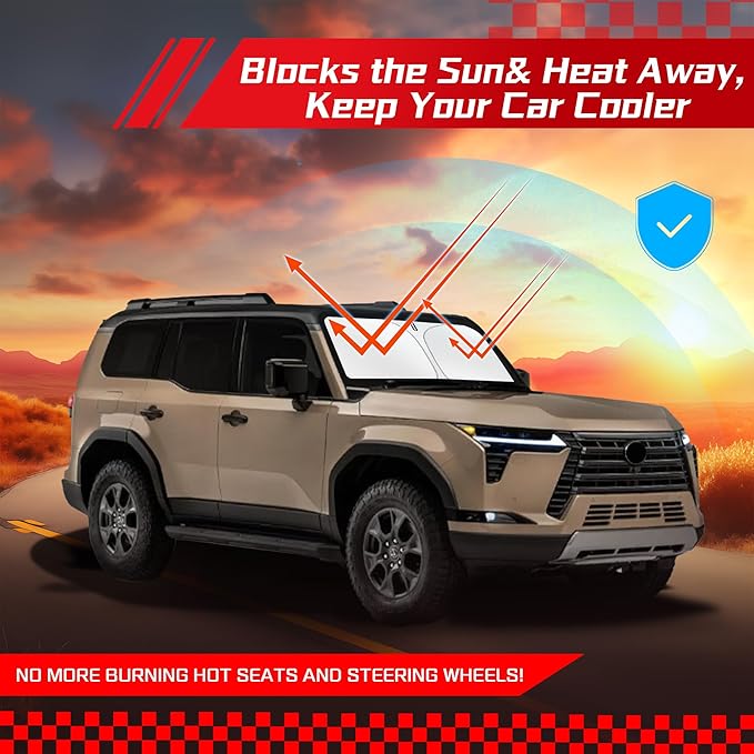 ARISMOTOR Windshield Sun Shade for Le-xus GX550 GX 550 2024-2025 2026, Custom Fit Foldable Front Window Sunshade Sun Visor Protector, Block UV Rays Keep Your Car Cooler