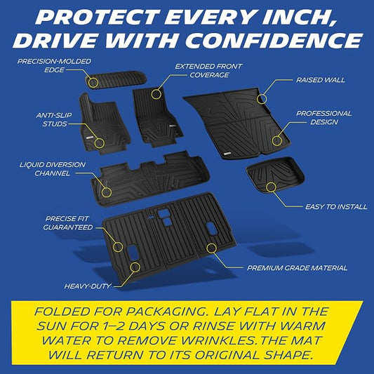 Michelin Vehicle Mat, All-Weather TPE Custom Fit Liner for Tesla Model Y 5 Seat Floor Mats 2025-2027 (9 Piece), Elite