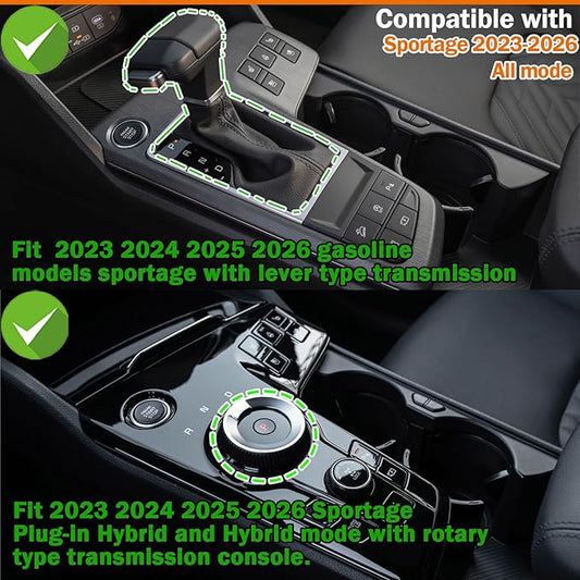 TACORBO Center Console Organizer Compatible with Kia Sportage 2023 2024 2025 2026 NQ5 Accessories, 5th Generation Sportage Armrest Insert Tray Secondary Storage Box floor mats, ABS Material Black Line