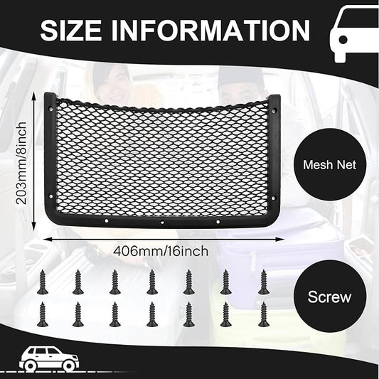 Frienda 2 Pcs Boat Storage Net Bag, ABS Plastic Car Framed Mesh Net Holder, Phone & Cargo Organizer with Screws for Auto, Rv, Boat, Pontoon, Truck Pocket Storage (16 x 8 Inch)