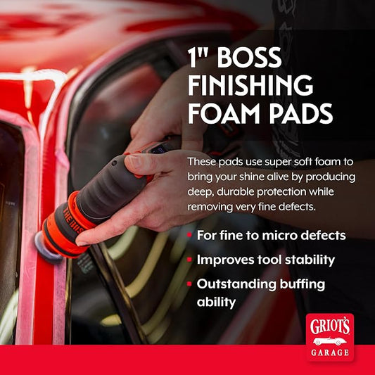 Griot's Garage BOSS 1” Finishing Foam Pads for Car Polishing and Detailing, Buffing Pads for Light Scratch Removal, Auto Wax, and Sealant Application, Set of 6
