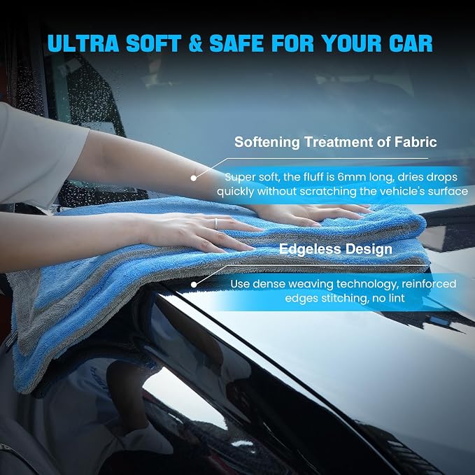 TTRCB 2 Pack Car Drying Towels (48" x 24"), Extra Large Microfiber Towels for Cars, 1400 GSM Ultra-Absorbent, Streak Free, Double Twisted-Loop Drying Towels Car Detailing for SUV, RV, Trucks