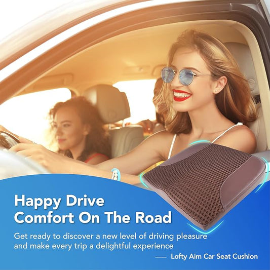 Lofty Aim Car Seat Cushion, Comfortable Memory Foam Seat Pillow for Driving, Sciatica-Back Pain Relief, Cushion for Car-Truck, Office, Wheelchair - Brown