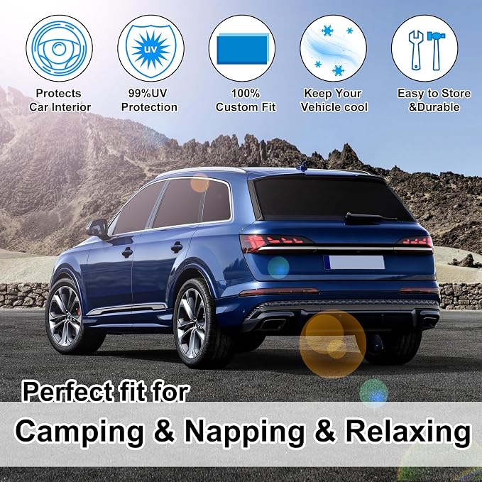 TINGLU Window Shades for Audi Q7 SUV 2016-2025 2026 Accessories Side Full Windows Cover Camping Rear Triangular Windshield Sun Shade Sun UV Rays Privacy Protection 8PCS
