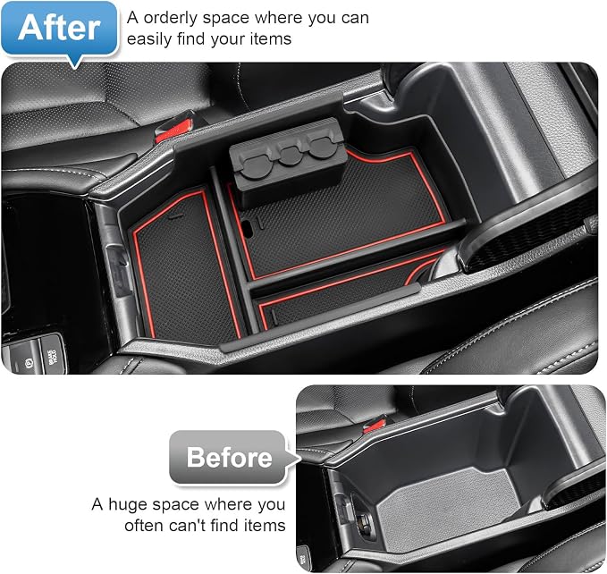 2023-2025 2026 Accord Hybrid Center Console Organizer for Honda Accord (LX/SE/EX/EX-L/Sport/Sport-L/Touring), Durable ABS Plastic Console Tray Insert 2026 Accord Accessories w/Coin Holder (Red)