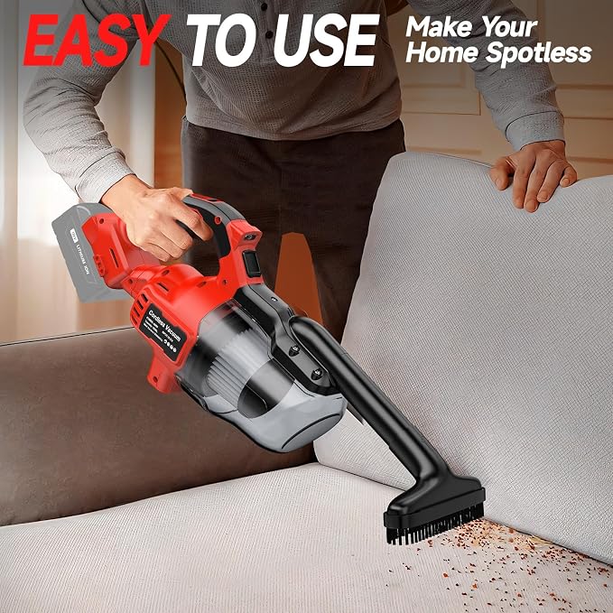 Cordless Vacuum Compatible with Milwaukee M18 Battery, Handheld Vacuum Cleaner for Home Pet Hair Car, 5-in-1 Portable Shop Vac with 2 Washable HEPA Filter, 4 Multi Nozzle (Battery Not Includ)