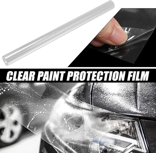 X AUTOHAUX Clear Vinyl Wrap Sheet Car Paint Protection Film Cover Decal Scratch Resistant Self Adhesive Sticker Universal 16"x39"