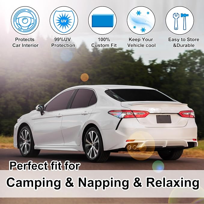 TINGLU Window Shades for Toyota Camry 2018-2024 Accessories Car Side Full Windows Rear Triangular Windshield Sun Shade Sun UV Rays & Privacy Protection for Camping,Napping,and Relaxing 6PCS