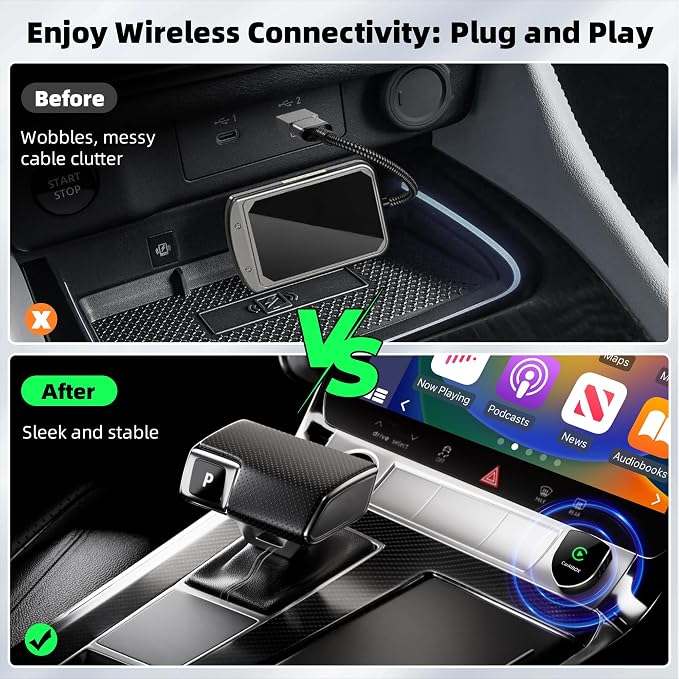 2026 Wireless CarPlay Adapter for Apple iPhone, Small Size Plug and Play, Mini USB Design for Cars with Built-in Wired Apple CarPlay, Fast and Stable Connection Car Play Wireless Adapter