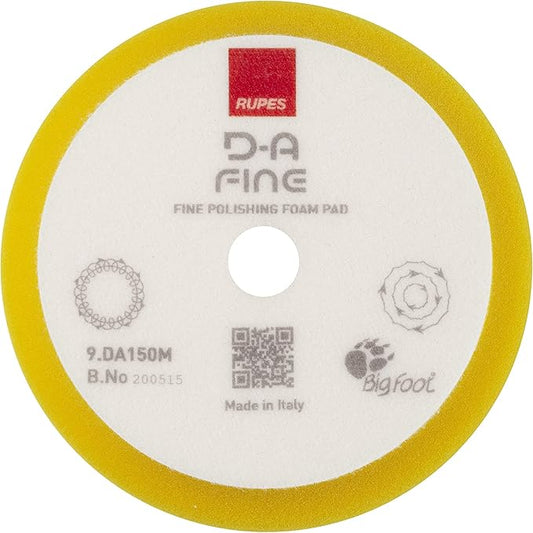 RUPES Orbital Foam Polishing pad for Car Sanding, Polishing & Waxing, Dual Action Polisher Pad, Car Cleaning Supplies for Compounding(Yellow, 130/150mm, Single Pad, Fine)