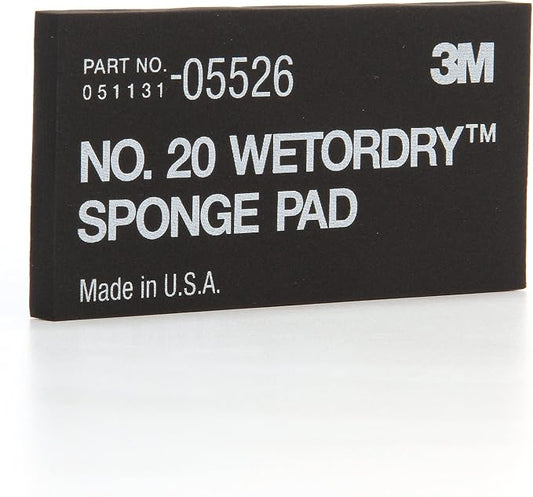 3M Wetordry Sponge Pad 20, 05526, 5-1/2 in x 2-3/4 in x 3/8 in, Flexible, Long Lasting, Automotive Sponge, Black