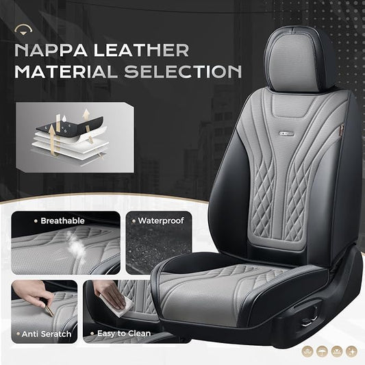 Coverado Car Seat Covers, Car Seat Covers Front Seats, 2-Pack Front Seat Cover, Nappa Leather Waterproof Seat Covers, Car Seat Protectors, Automotive Seat Covers Universal Fit for Most Vehicles