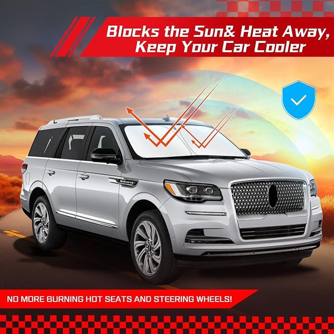 ARISMOTOR Windshield Sun Shade for Lincoln Navigator 2018-2025 2026, Custom Fit Foldable Front Window Sunshade Sun Visor Protector, Block UV Rays Keep Your Car Cooler