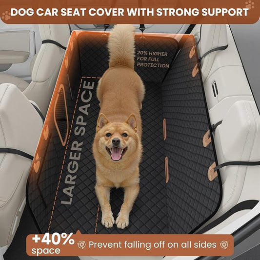 A-Pce 2025 Upgraded 600D Oxford Dog Car Seat Cover for Pets, Waterproof Scratch Resistant Nonslip Back Seat Protector, Heavy Duty Durable Pet Travel Hammock for Sedan SUV, Black