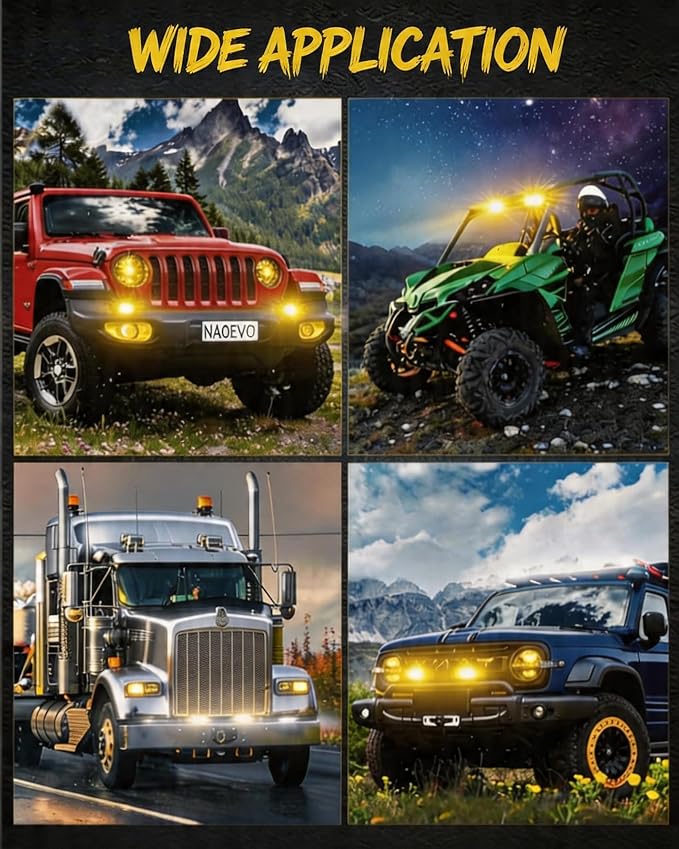 Yellow LED Light Bar 6 Inch 120W Driving Lights Backup Lighting LED Pods | 2PCS 120W Bumper Lights 30° Spot Beam Off Road Fog Lights for Truck SUV ATV UTV, IP68 Waterproof, DT Wiring Harness