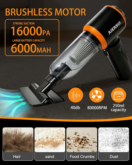 Handheld Cordless Vacuum Cleaner, 4-in-1 Portable mini car Vacuum Cleaner, car Vacuum Cleaner and Hair Dryer, car Type-C Charging, Office Desk, Keyboard, pet Hair (Upgraded Version)