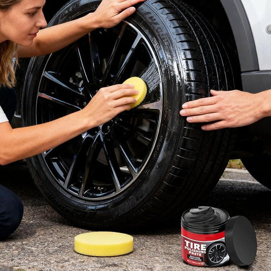 Car Wheel Shine,Automotive Tire Care Product,Wheel Shine Balm with Sponge Applicator-100g