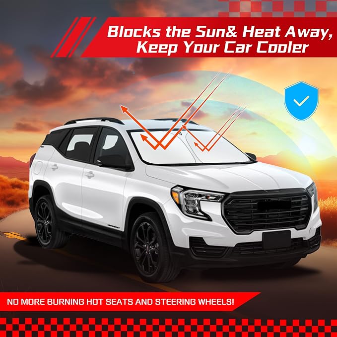 ARISMOTOR Windshield Sun Shade for GMC Terrain 2018-2025, Custom Fit Foldable Front Window Sunshade Sun Visor Protector, Block UV Rays Keep Your Car Cooler