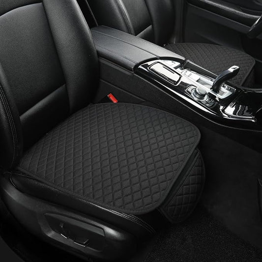 West Llama Linen Car Seat Covers,Bottom Seat Covers for Cars Include 2 Piece Front Driver Seat Pad Mat Universal Fits 90% Vehicles,SUVs,Cars,Sedans(2Piece-Black)
