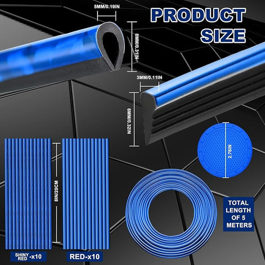 Frienda 25 Pack Universal Car Vent Trim Strips and Cup Mats Set 20 Pcs 16 Feet Air Conditioner Outlet Decor with Installation Tool 4 Pcs Non Slip Cup Holders Mats DIY Trim Accessories(Blue)